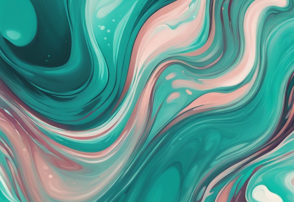 Modern digital painting illustration with teal theme, depicting commingling in real estate through swirling palette of blended colored liquids.