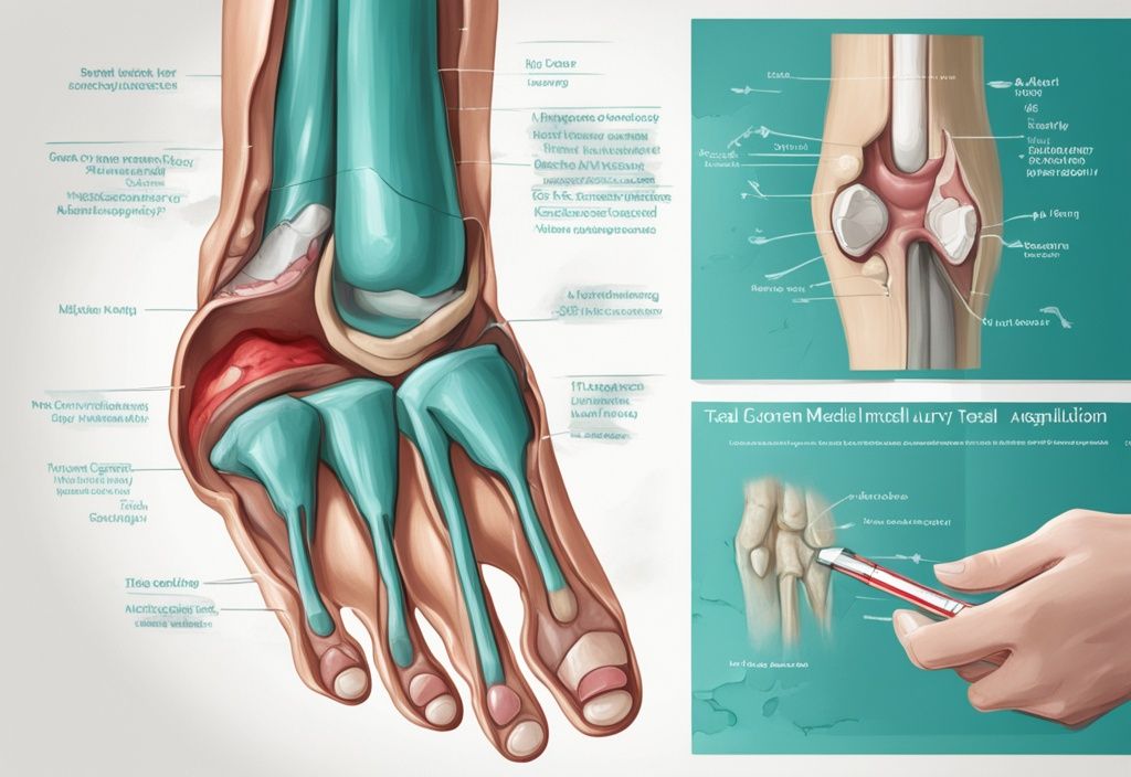 Modern digital painting of an open medical textbook with a close-up diagram of a torn ligament, symbolizing an avulsion injury, themed in teal, highlighting avulsion in real estate.