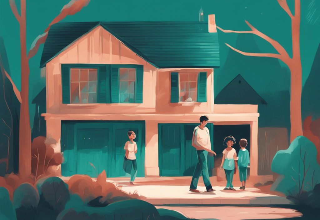 Modern digital painting illustration with teal theme showing a timeline of age milestones from childhood to old age, highlighting a young adult holding a model house, exploring at what age can you start real estate.