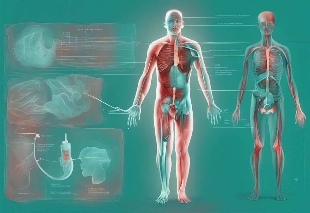 Digital illustration of medical avulsion process in teal color theme, depicting forcible detachment of body structure.