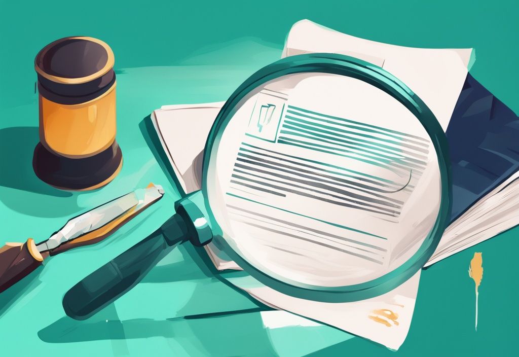 Modern digital painting illustration of a teal-themed real estate contract on a table, featuring a magnifying glass emphasizing the 'Escape Clause'.